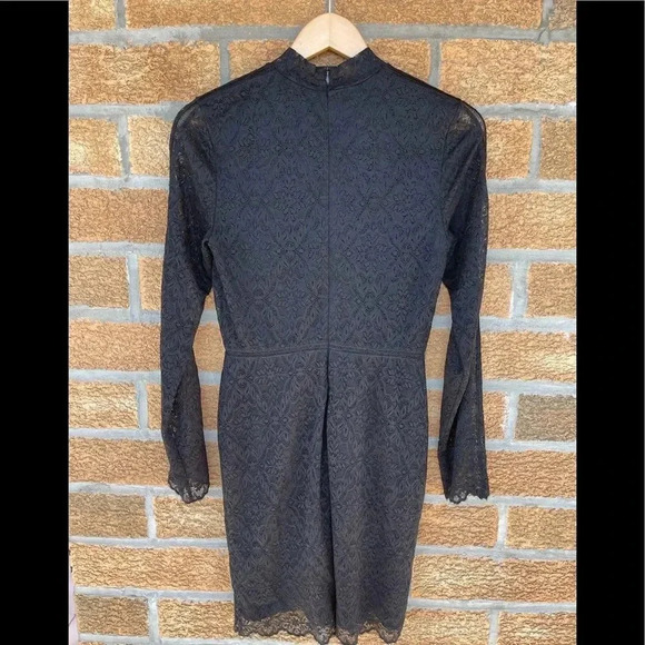 Aritzia Wilfred Dress Black Lace Mesh Mock Neck - Picture 9 of 10
